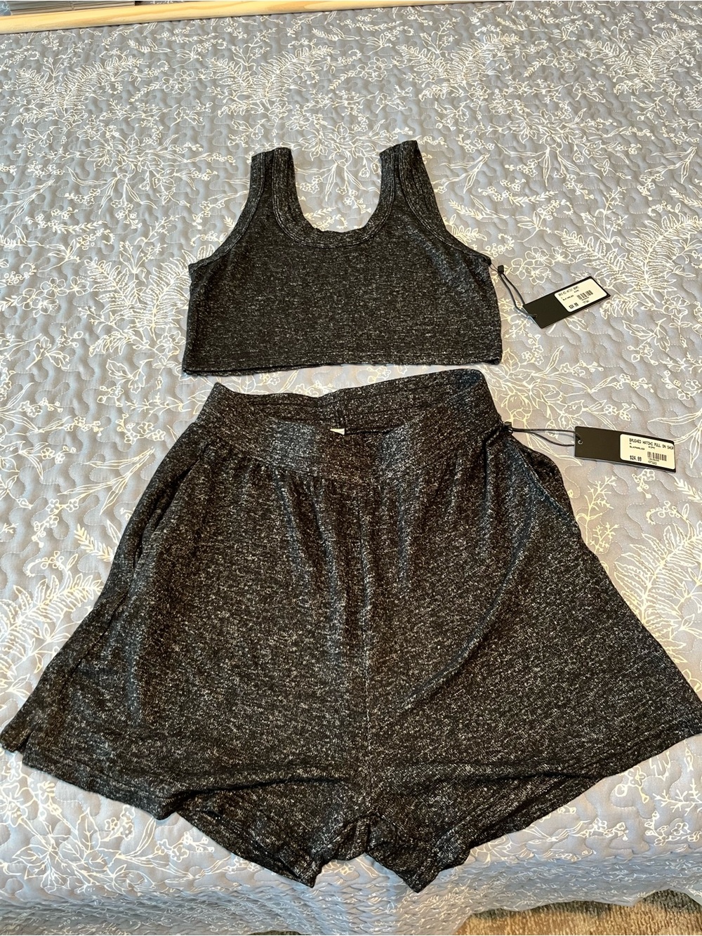 Sleep set by Kimberly. Two sizes. Crop top with matching shorts. Super soft!